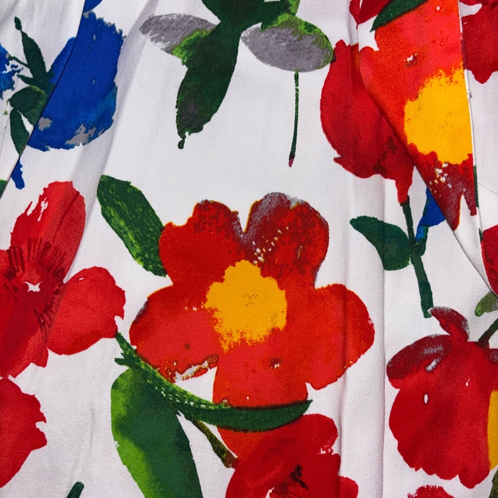 London Times White Halter Dress with Red, Blue and Green Floral Print - Picture 5 of 7